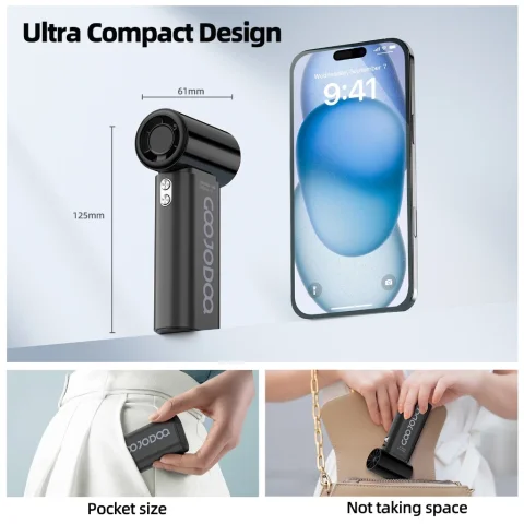 GOOJODOQ Fan GFS007 4000 mAh Turbo Mini Fan Rechargeable Handheld Portable Strong Wind Jet Hand 7