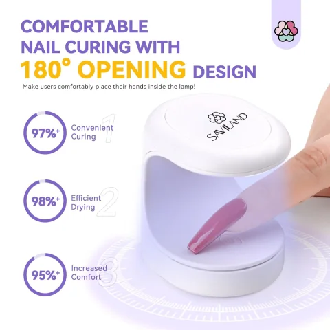 Saviland Mini UV Nail Lamp: Quick-Dry Flash Cure Lamp Gel Nail Lamp 16W Portable UV Light for Gel Nails lampara uv/led para uñas de Gel Nail Extension UV LED Lamp for Manicure Starters DIY Nail Art 5