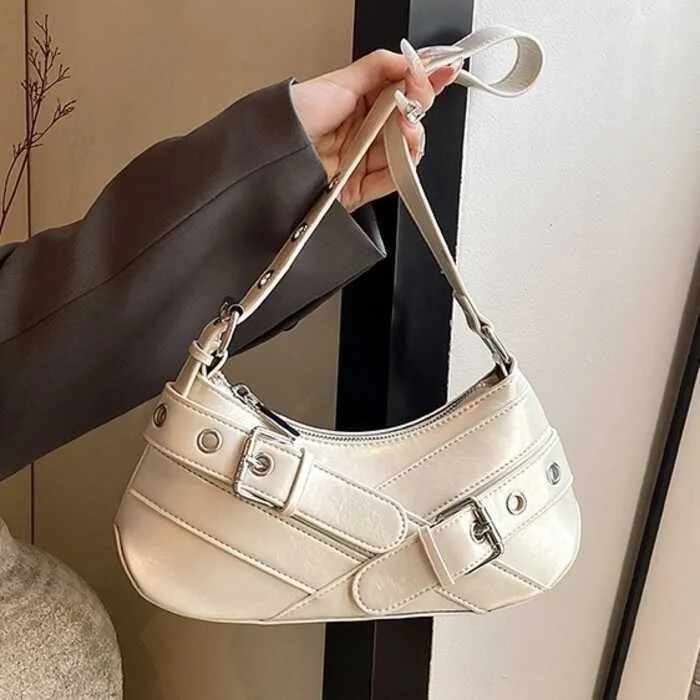 Women’s Vintage Red Shoulder Bag – Retro PU Leather Baguette Handbag with Buckle Detail, Fashion Mini Shoulder Purse for Party, Travel & Everyday Use