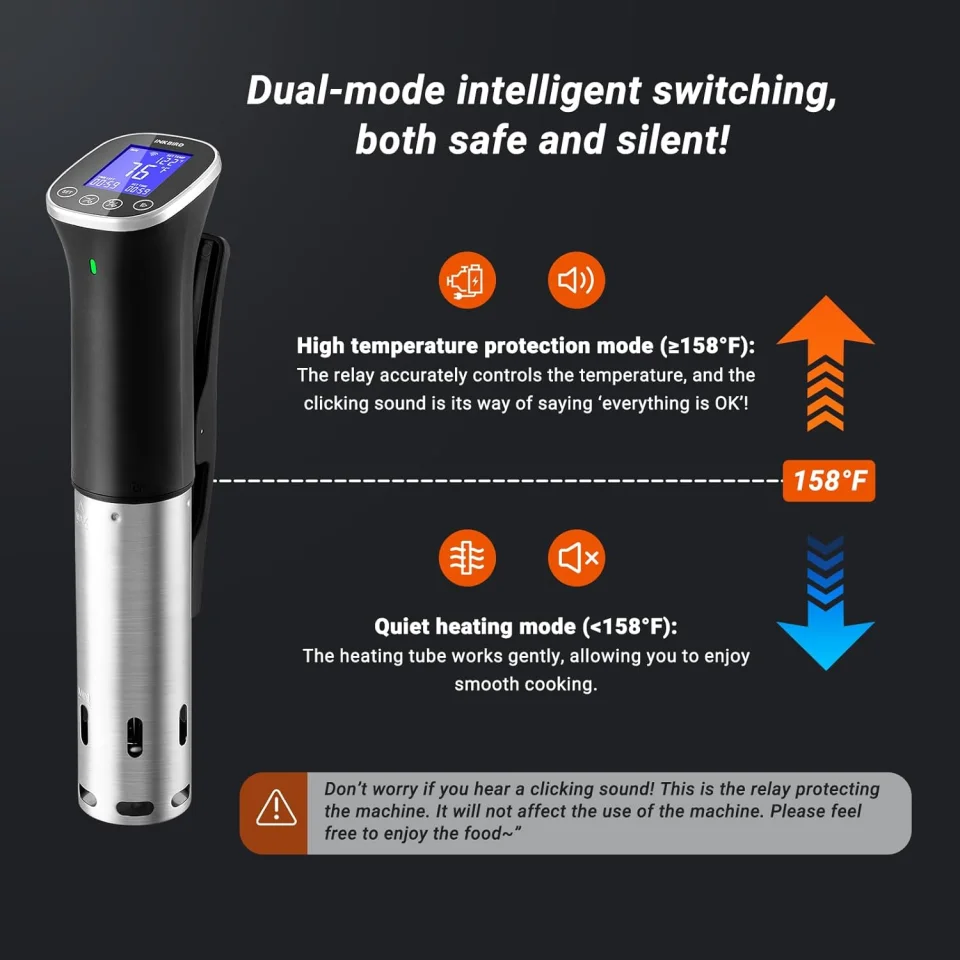 INKBIRD WIFI Sous Vide Cooker ISV-300W, 1000 Watts Sous-Vide Machine with 14 Preset Recipes, 3D Fast-Heating Thermal Immersion Circulator with Timer