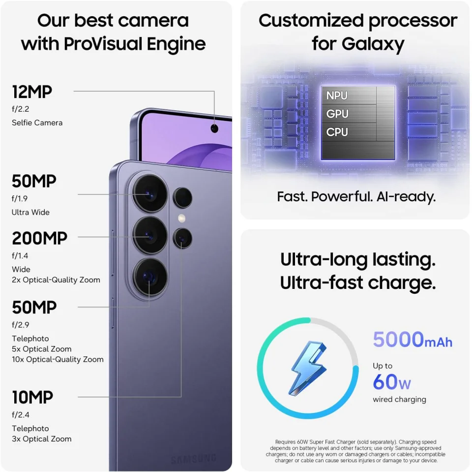 Samsung Galaxy S26 Ultra, Unlocked Android Smartphone + $200 Gift Card, 512GB, Privacy Display, Galaxy AI, AI Camera, Super Fast Charging 3.0, Durable Battery, 2026, US 1 Year Warranty, Black