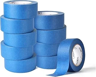 SEBETOW 10 Rolls Painters Tape 2 inch Bulk Painter Tape Blue Wide Roll, Blue Masking Tape, 2 Inches x 55 Yards for General Purpose Wall Painting, Home Improvement